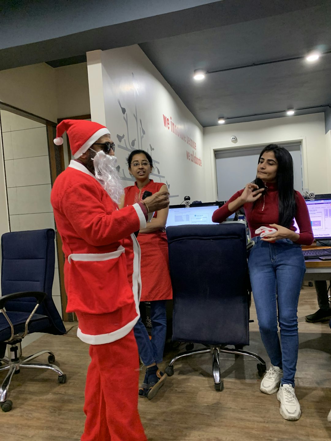 Santa exchanging gifts