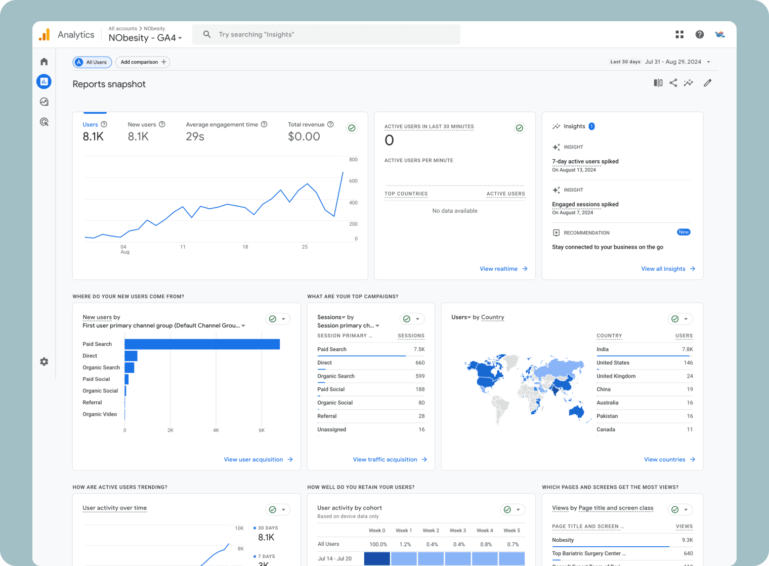 Google analytics data